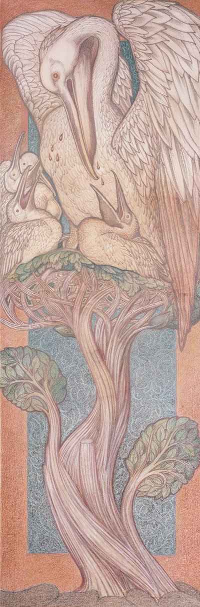 The Pelican, cartoon for stained glass for the William Morris Company, 1880 by Edward Burne Jones